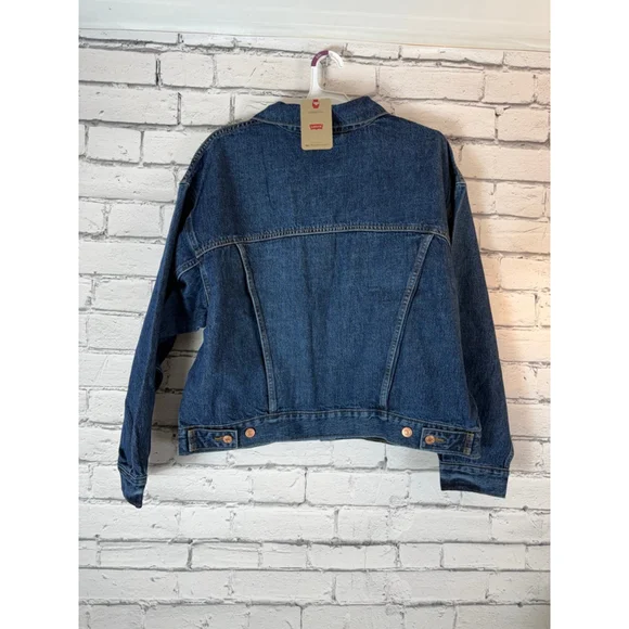 Women's Levi's '90s Trucker Jean Jacket size XL Denim Jacket NWT Dark Wash - Picture 8 of 12